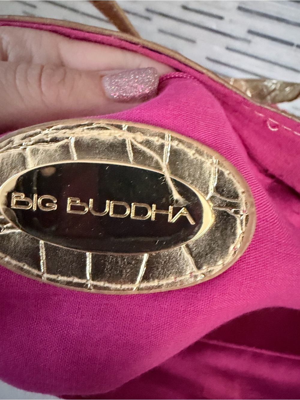 New Vintage Big Buddha Gold & Pink Woven Tote Bag Stylish Beach & Everyday Carry - Picture 6 of 8